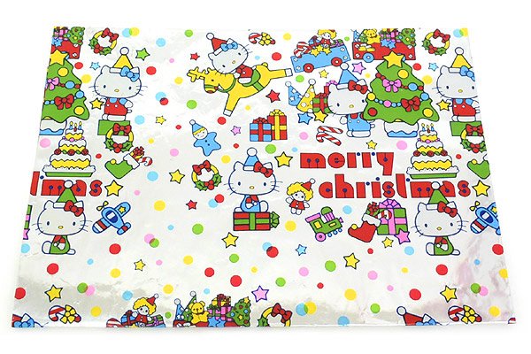 Hello Kitty/ハローキティ・Wrapping Paper/ラッピングペーパー/包装紙・約(75cm×52cm)・メリークリスマス/シルバー・1976年  - KNot a TOY/ノットアトイ
