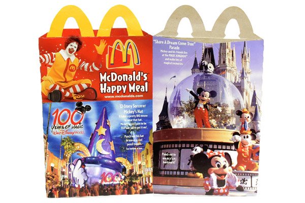 ①1988年 マクドナルド ディズニー Disney ミールトイボックス 紙もの-