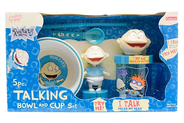 ニコロデオン・Rugrats/ラグラッツ「Tommy Pickles/トミーピクルス・5pc.Talking Bowl and Cup  Set/トーキングボウル＆カップセット」1998年・ダメージ有 - KNot a TOY/ノットアトイ