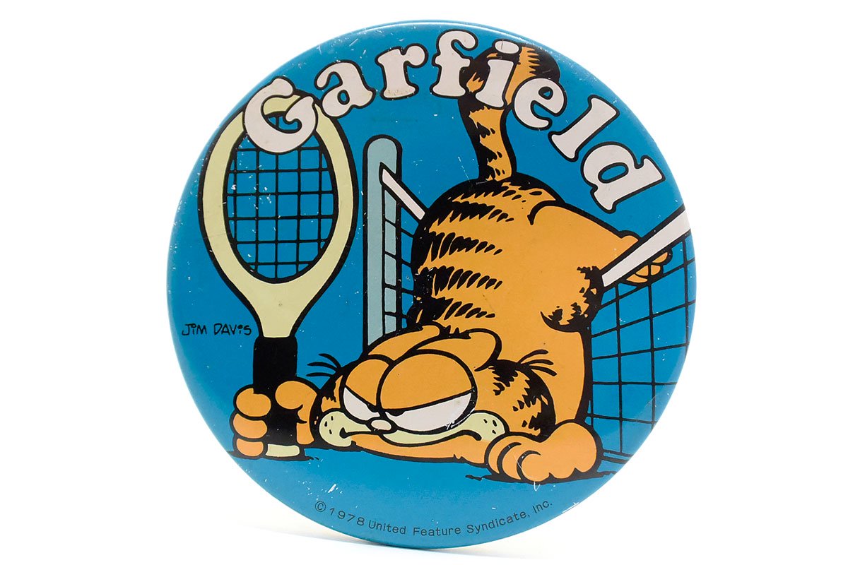 Garfield/ガーフィールド・MORINAGA/森永・Vintage Button Badge/ビンテージ缶バッジ 「Tennis/テニス