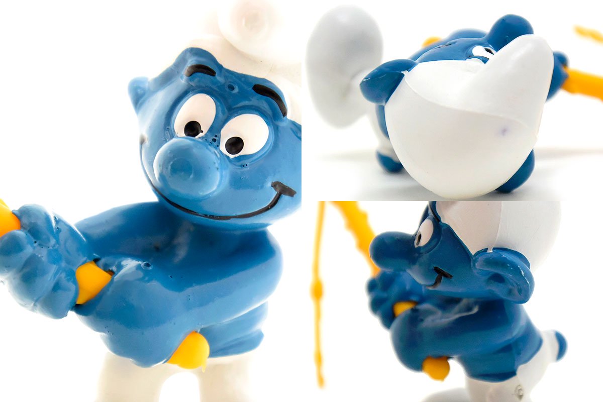 SMURFS/スマーフ・PVC Figure/フィギュア「Anglerアングラー・釣り人/釣り師・Yellow Fishing  Poleイエロープラスチック釣り竿」WEST GERMANY・20101 - KNot a TOY/ノットアトイ