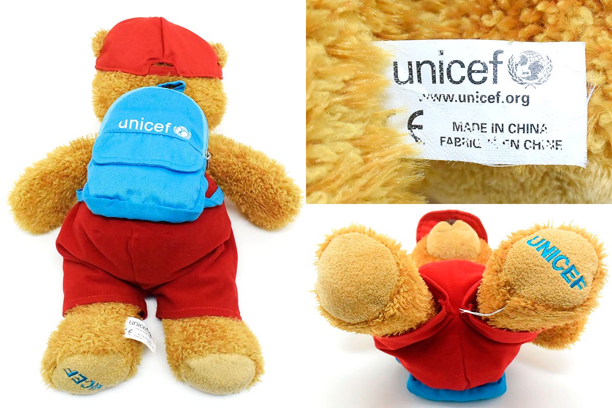 unicef/ユニセフ・Bear/ベア/クマ・Plush/ぬいぐるみ・テディベア・ブラウン・(足を伸ばした状態で)全長約35cm  （座った状態で)高さ26cm・スクールシリーズ - KNot a TOY/ノットアトイ