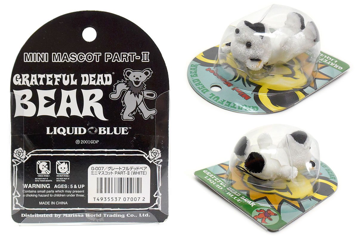 Grateful Dead Bear/グレイトフルデッドベア(デッドベア・ダンシングベア)・Mini Mascot/ミニマスコットパート2 ・ブリスター入りぬいぐるみストラップ 「ホワイト」 凹み有 - KNot a TOY/ノットアトイ