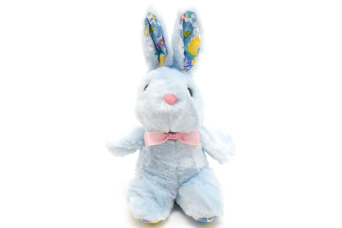 Bunny/バニー/ウサギ・Plush/ぬいぐるみ・ブルー×花柄・(耳除く)高さ約
