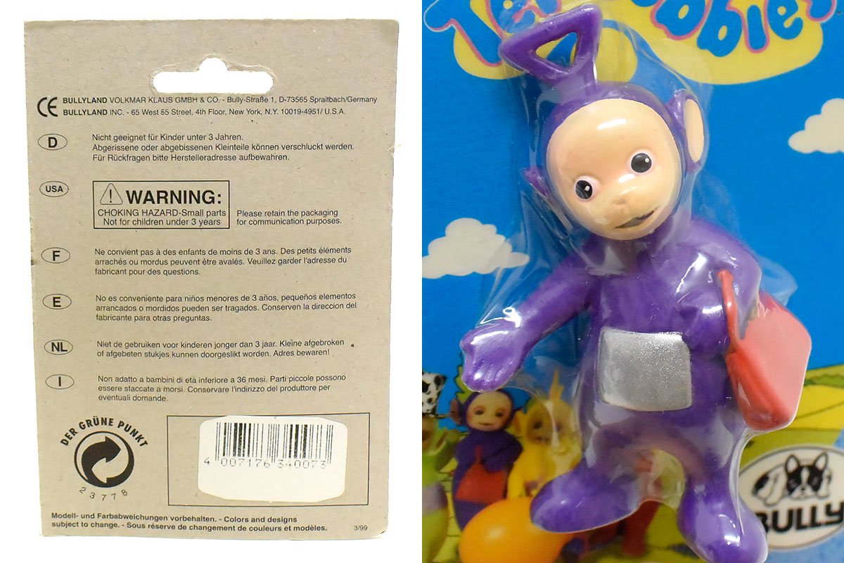 Teletubbies/テレタビーズ・Tinky Winky/ティンキーウィンキー・PVC Figure・ミニフィギュア・パッケージ入り・BULLYLAND・1995年  - KNot a TOY/ノットアトイ