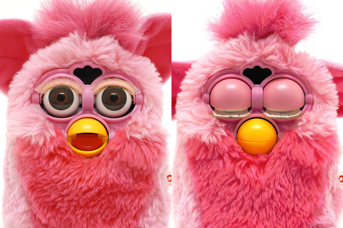 Furby/ファービー・TOMY/トミー(Tiger Electronics/タイガーエレクトロニクス)・ピンク×ピンク・Pink  Flamingo/ピンクフラミンゴ・日本語ver・箱付き/取説他欠品 - KNot a TOY/ノットアトイ