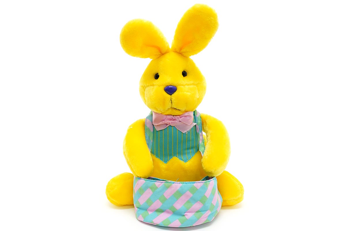 Bunny/バニー/Rabbit/ウサギ・Plush/ぬいぐるみ・イエロー・バスケット付き・Easter Bunny/イースターバニー・(耳