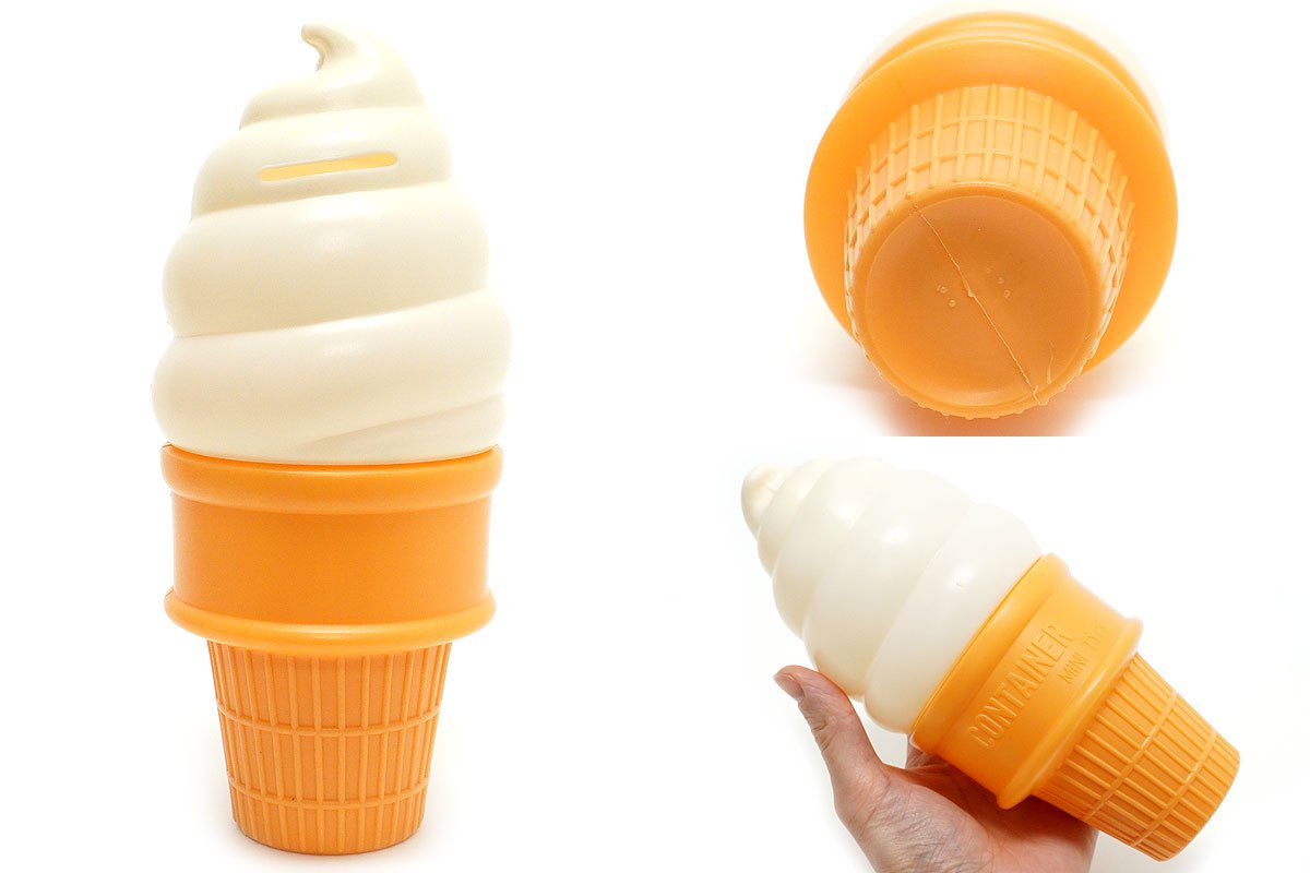 Soft Serve Ice Cream Cone Coin Bank・ソフトクリーム型貯金箱