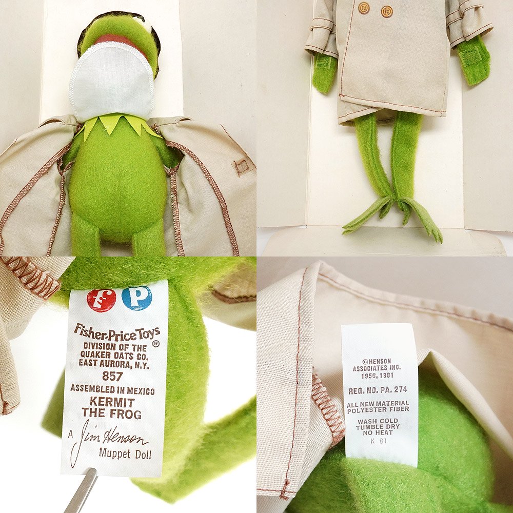 Kermit the Frog/カーミット・Fisher-Priceフィッシャープライス・ぬいぐるみ「DRESS-UP MUPPET  DOLL/ドレスアップマペットドール・リポーター」81年箱ダメージ - KNot a TOY/ノットアトイ