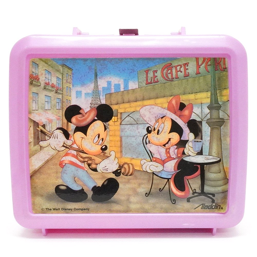 Disney/ディズニー・Aladdin/アラジン・Plastic Lunch Box/プラスチックランチボックス＆水筒  「MickeyMinnie/ミッキー＆ミニー・PARIS/パリ」 ダメージ有 KNot a TOY/ノットアトイ