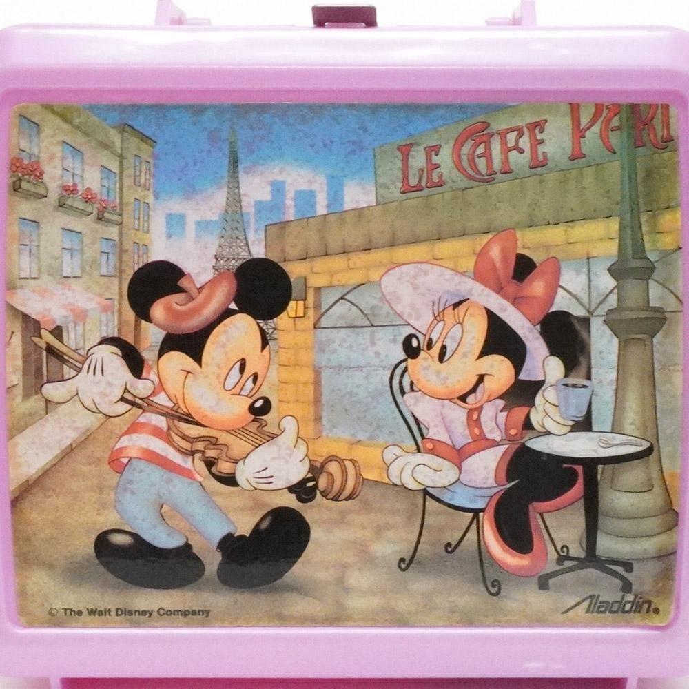 Disney/ディズニー・Aladdin/アラジン・Plastic Lunch Box/プラスチックランチボックス＆水筒  「Mickey&Minnie/ミッキー＆ミニー・PARIS/パリ」 ダメージ有 - KNot a TOY/ノットアトイ