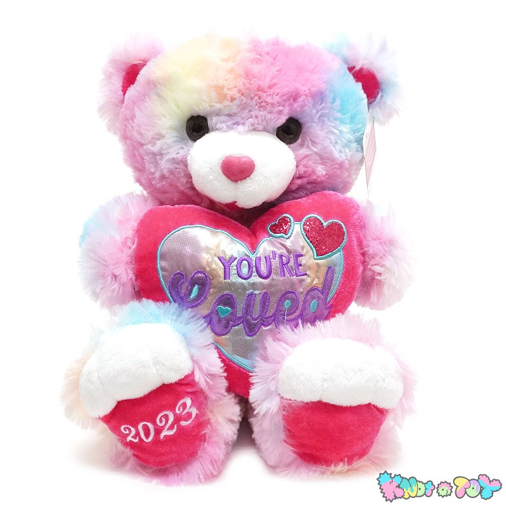 Sweetheart Teddy/スウィートハートテディ・Valentine  Bear/バレンタインベア・クマ・Plush/ぬいぐるみ・ピンクタイダイ(座った状態で)高さ約36cm・MTY・2023年 - KNot a  TOY/ノットアトイ