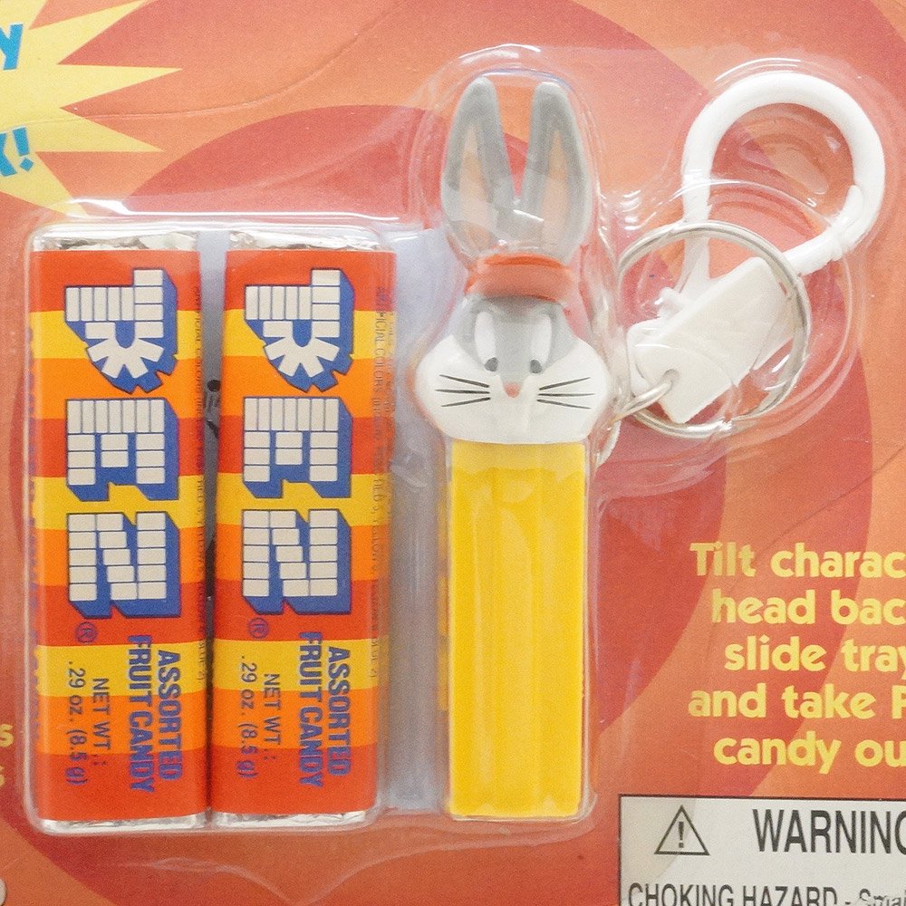 PEZ/ペッツ・Basic Fun/ベーシックファン・Keychainキーチェーン・ミニディスペンサー「LOONEY  TUNES/ルーニーテューンズ・Bugs Bunny/バッグスバニー」パケダメージ - KNot a TOY/ノットアトイ