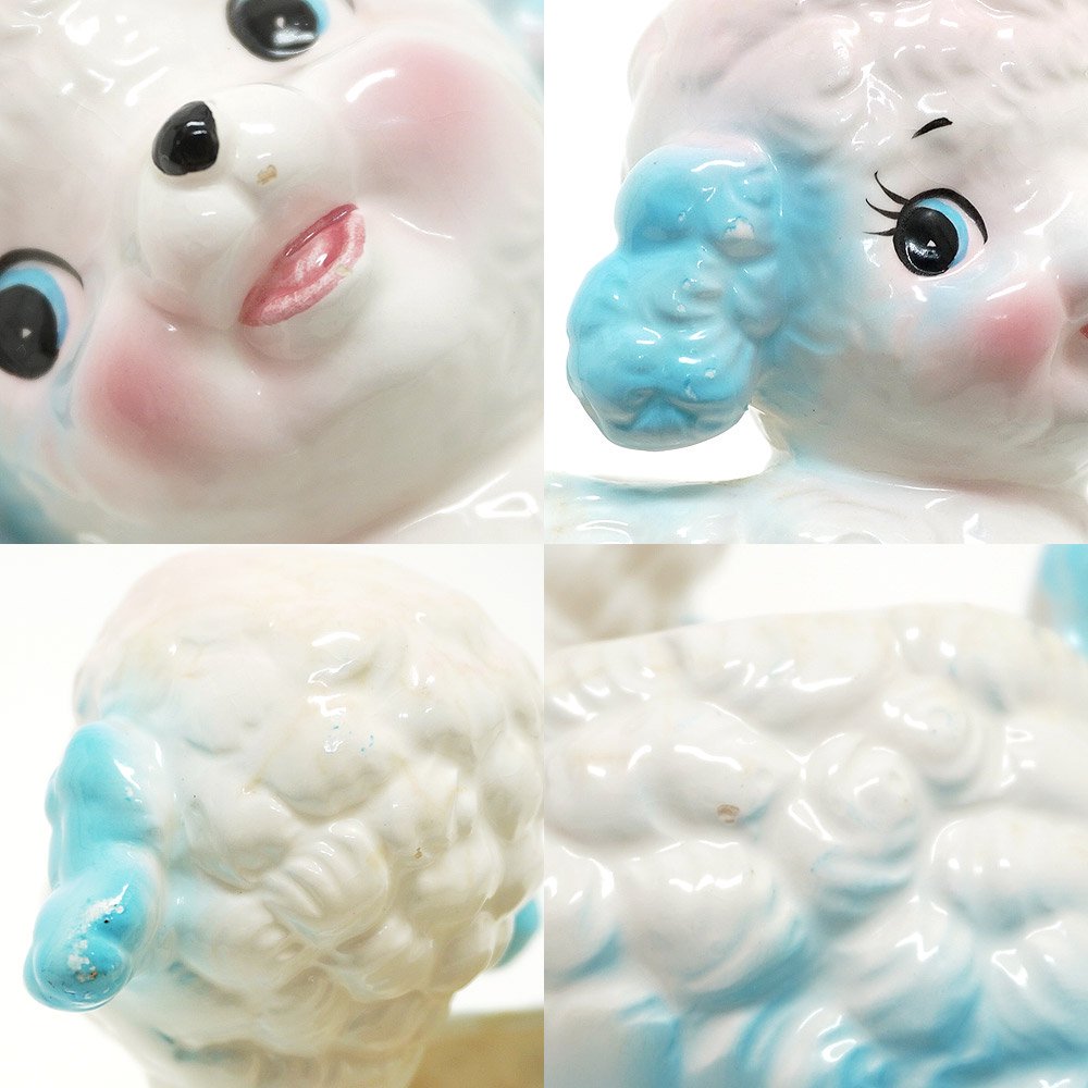 Vintage Baby Planter/ビンテージベビープランター・Ceramic/陶器・Lamb・Sheep・ヒツジ・ホワイト×ブルー・高さ約13cm・Samson  Import Co・1961年 - KNot a TOY/ノットアトイ