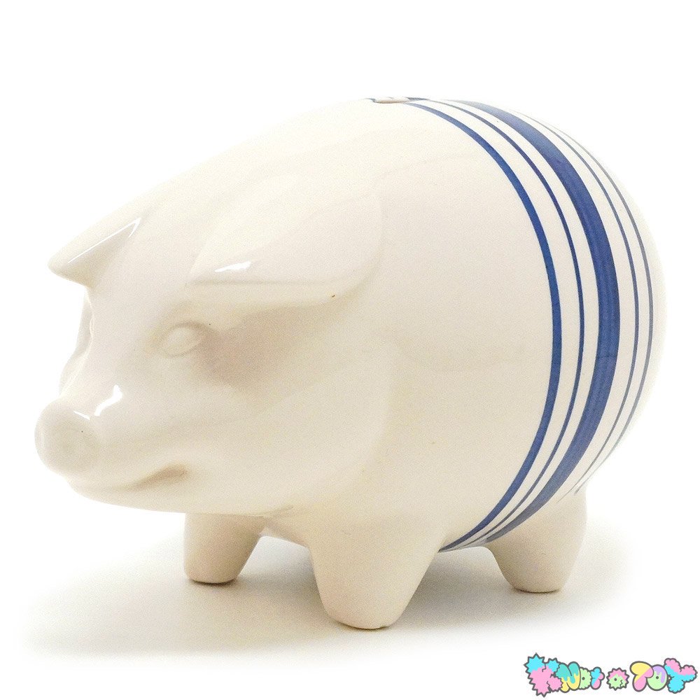 Ralph Lauren/ラルフローレン・Farmstead Ticking/ファームステッド・ティキング・IRONSTONE・Piggy Bank/ ピギーバンク・陶器製貯金箱・フタダメージ有・91年 - KNot a TOY/ノットアトイ