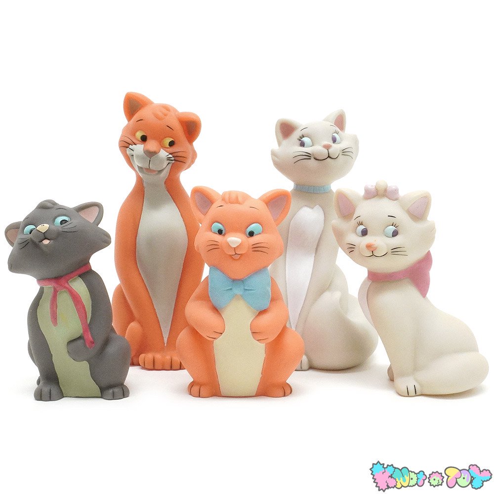 Disney/ディズニー・Rubber Squeaky Toy/ラバースクィーキートイ・笛入りソフビフィギュア/Sofvi Figure 「The  Aristocats/おしゃれキャット・5体セット」 - KNot a TOY/ノットアトイ