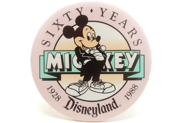 Disneyland・Vintage Button Badge/ディズニーランド・ビンテージ缶バッチ 「ミッキー生誕60周年記念」 - KNot a  TOY/ノットアトイ