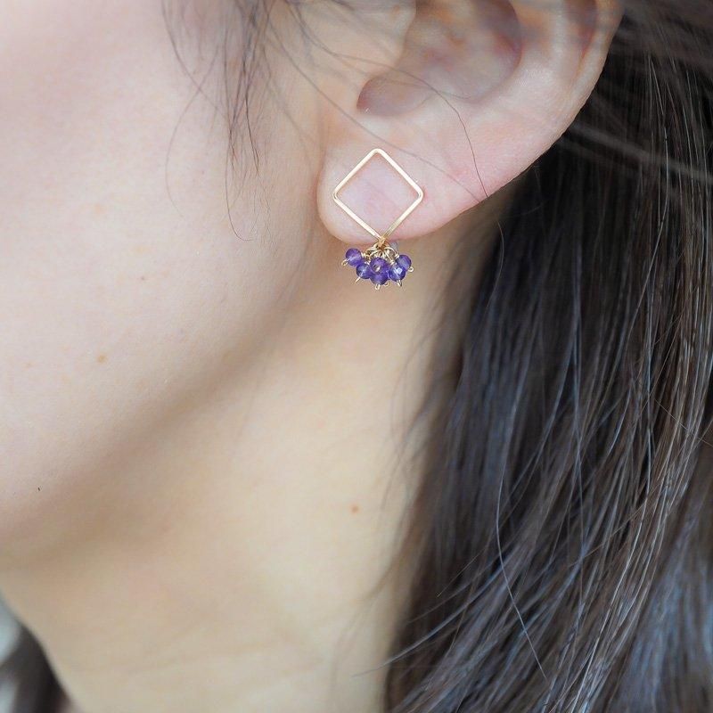 435 14kgf宝石質ピンクアメジストのスピンドルカットチャーム 435 14kgf宝石質ピンクアメジストのスピンドルカットチャーム