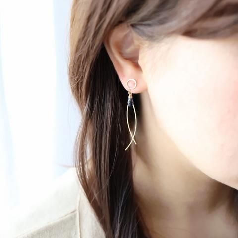 14kgf＊マルチベリルのレクタングルロングチャーム＊ピアス
