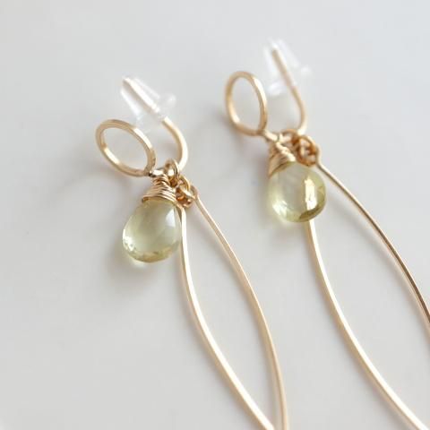 ポメころび❤️レモンクォーツ　トリプレット　桜　カービング　フープイヤリング ポメころび様専用❤️レモンクォーツ トリプレット 桜