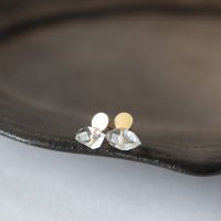 [minikin]14kgf/小さなピアス(まるとハーキマーダイヤモンド)