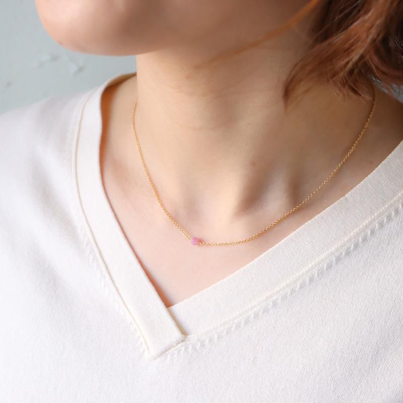 minikin]14kgf【9月/ピンクサファイア】小さな誕生石のネックレス