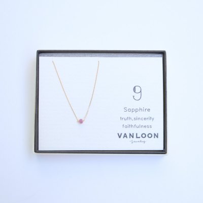 VANLOON]K10/K18【9月/ピンクサファイア】小さな誕生石のネックレス