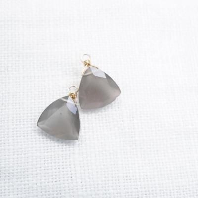 minikin]14kgf/トリリアントカットグレームーンストーンのピアス