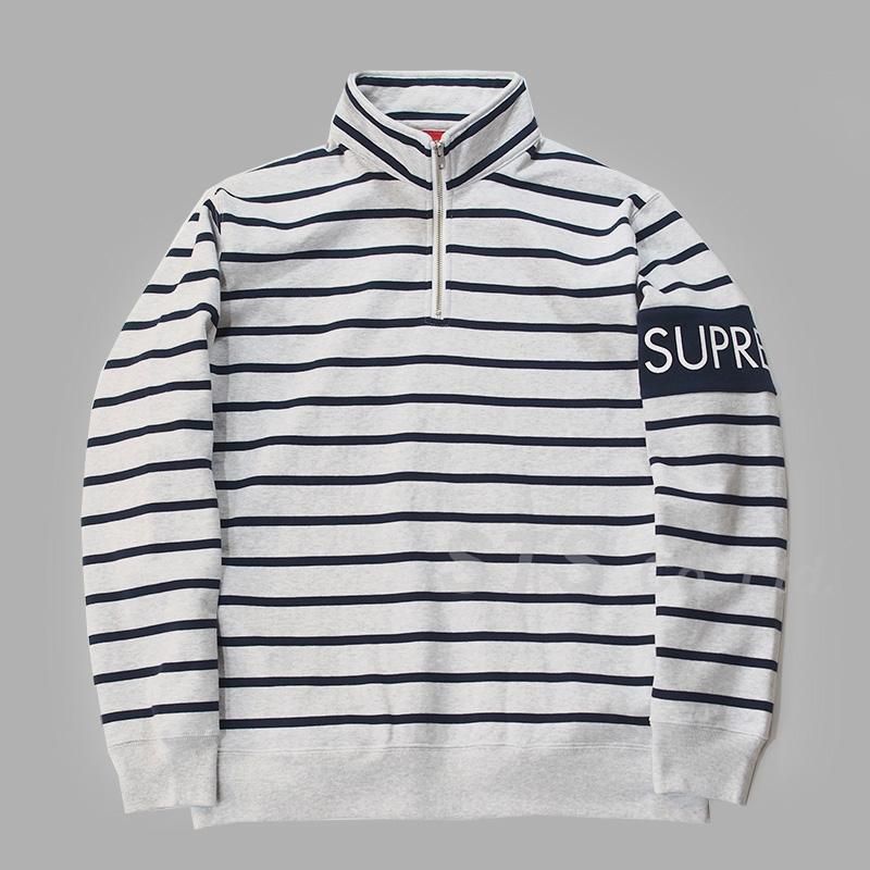 Supreme striped half zip on sale sweater