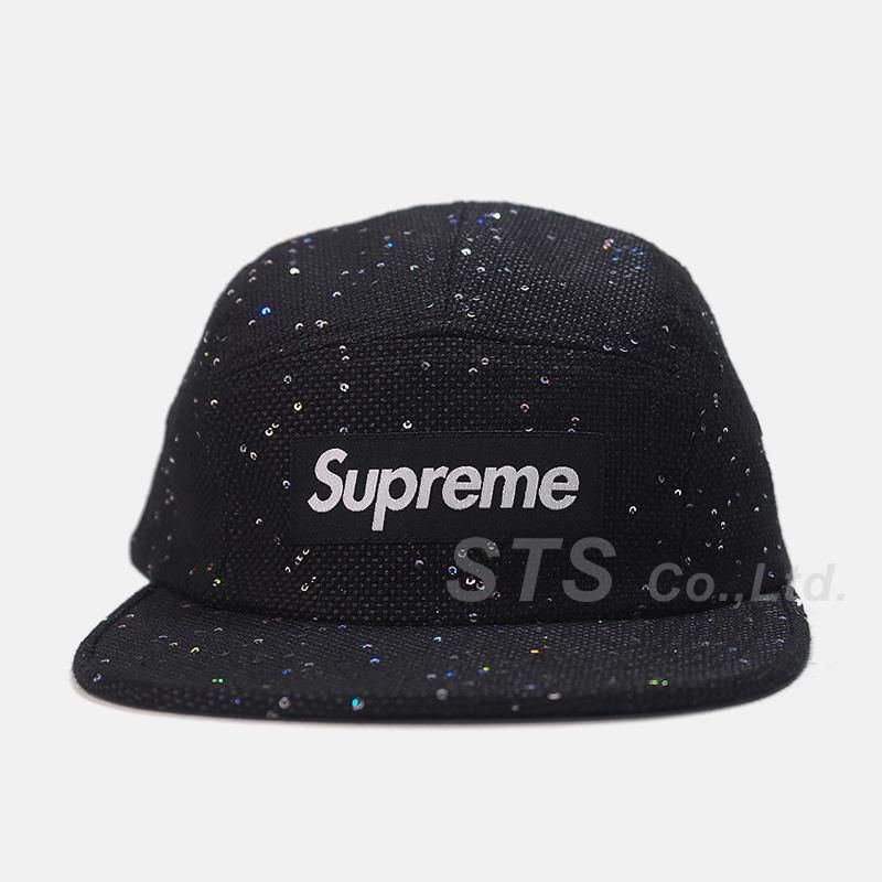 Supreme 16AW SEQUINS CAMP CAP BLACK 黒　ラメ Supreme 16AW SEQUINS CAMP CAP BLACK 黒 - メルカリ