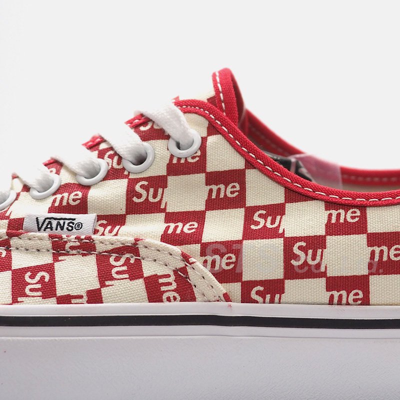 即決 送料無料】Supreme x Vans Checkers Box Logo Authentic Pro 27cm US9新品Checkered  Checkerチェッカー ボックスロゴ赤レッド2016年 - メンズファッション