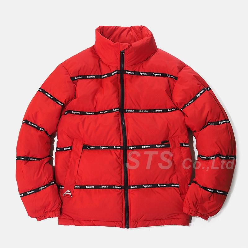 supreme Logo Tape Puffy Jacket ブラック S