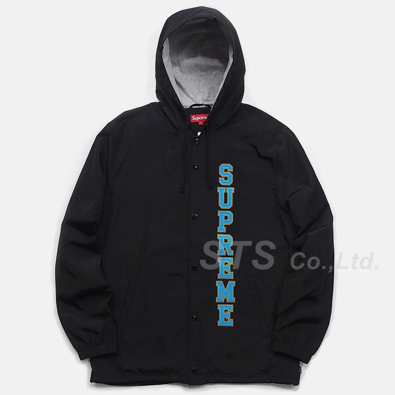 vertical logo hooded coaches jacket