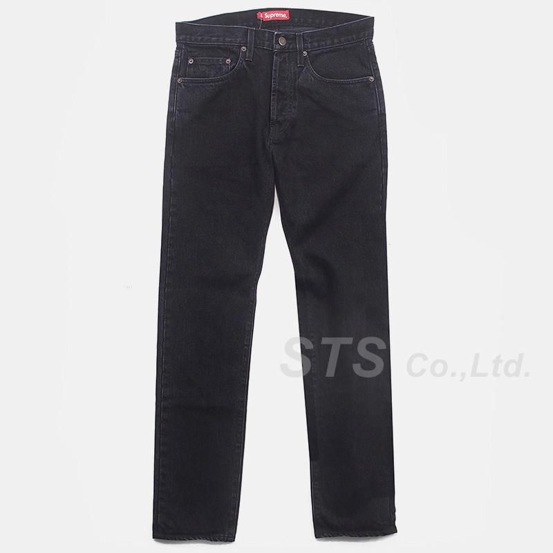 supreme stone washed black slim jeans