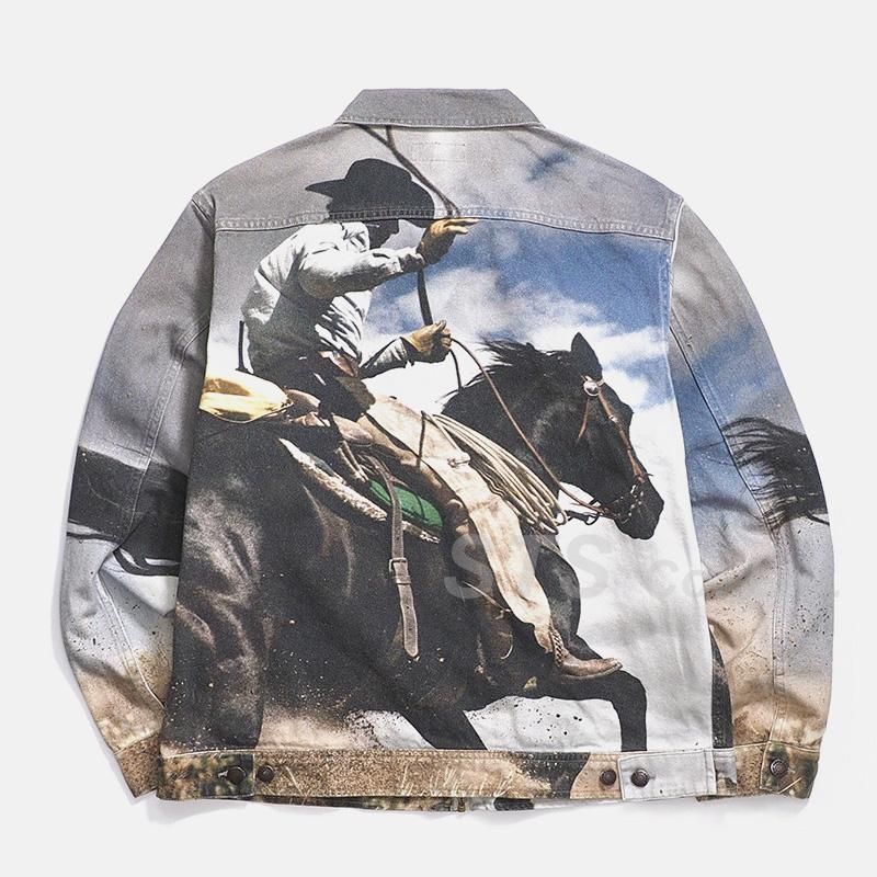 Supreme cowboy denim work jacket シュプリーム Supreme Cowboy Denim Work Jacket Size L Large Rare AOP