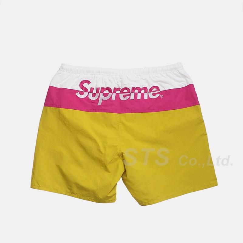 パンツ Supreme split logo water short Supreme Split Logo Water Shorts Red Green White Stripe SS17