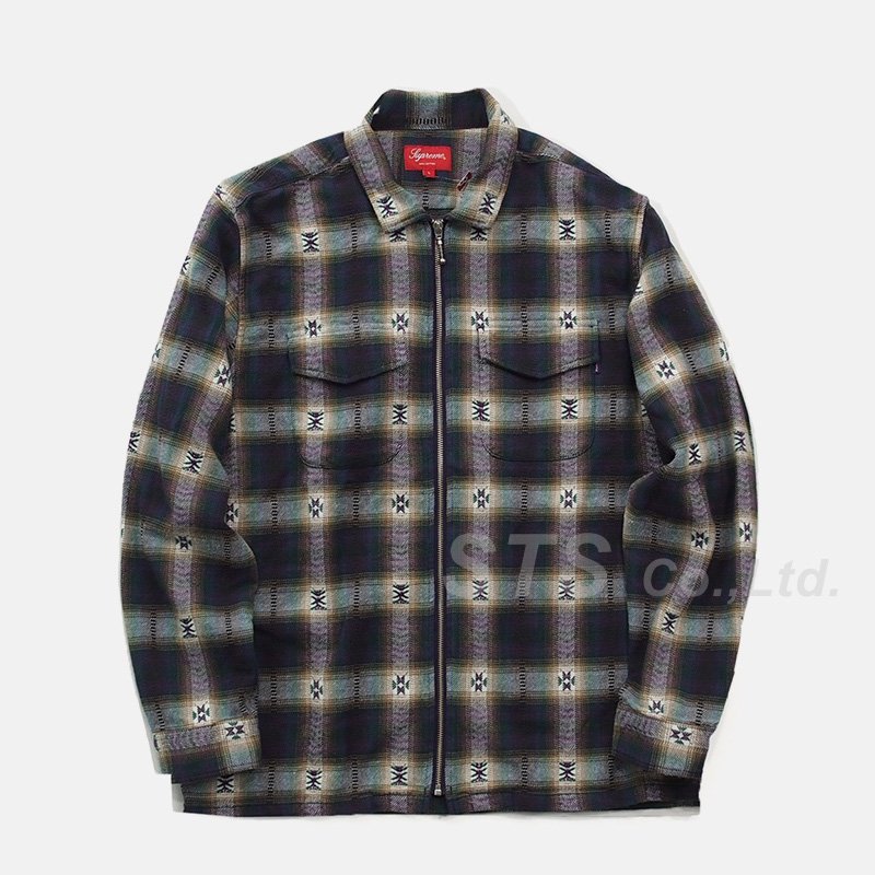 Supreme plaid outlet front zip sweater