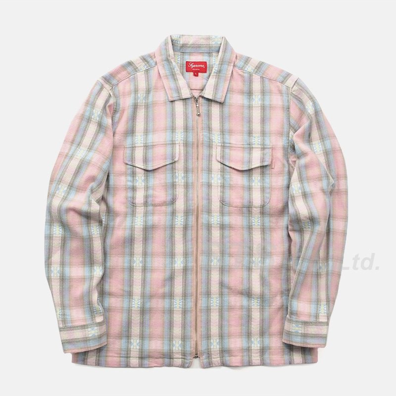 Supreme Plaid Flannel Zip Up Shirt