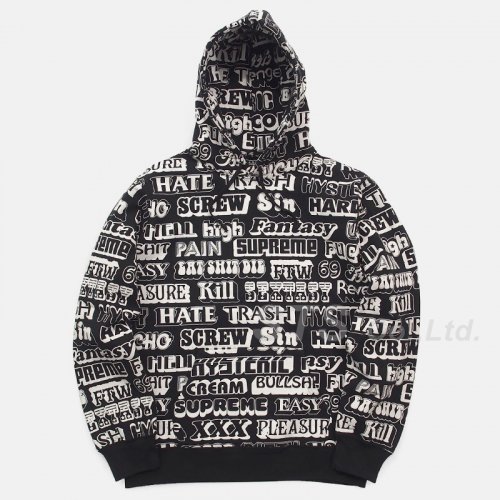 Supreme/HYSTERIC GLAMOUR Text Hooded Sweatshirt