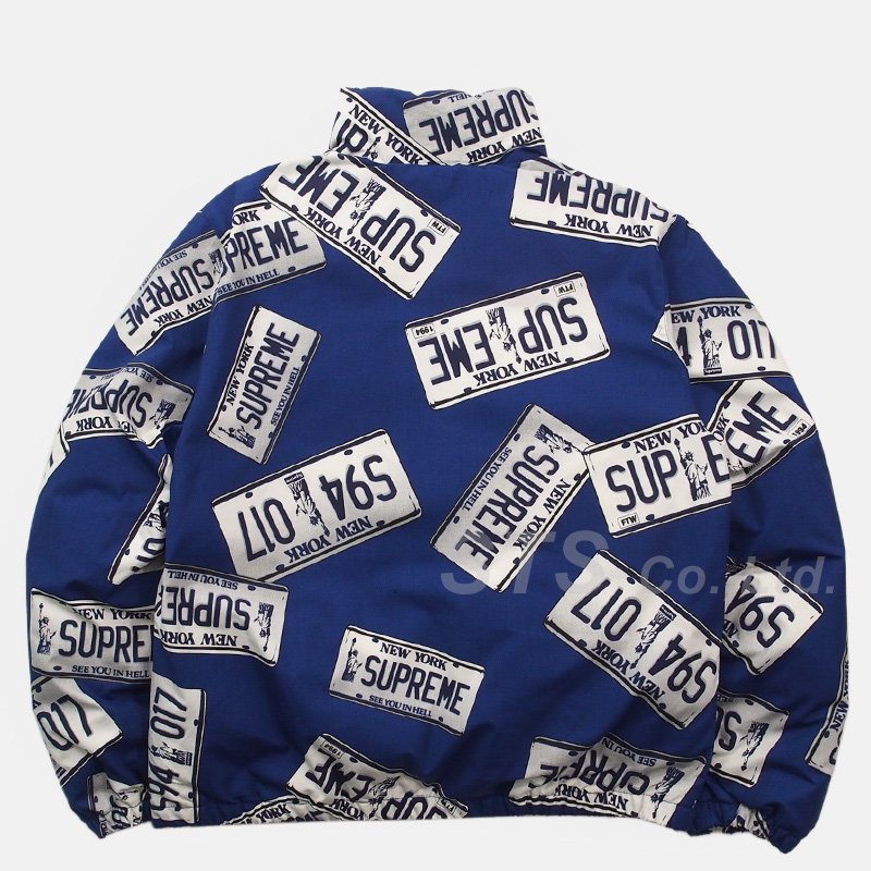 supreme License Plate Puffy Jacket