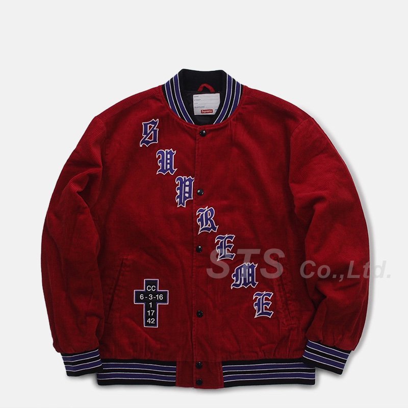 Supreme - Old English Corduroy Varsity Jacket - ParkSIDER