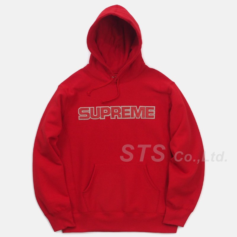 supreme leather hooded sweatshirt L