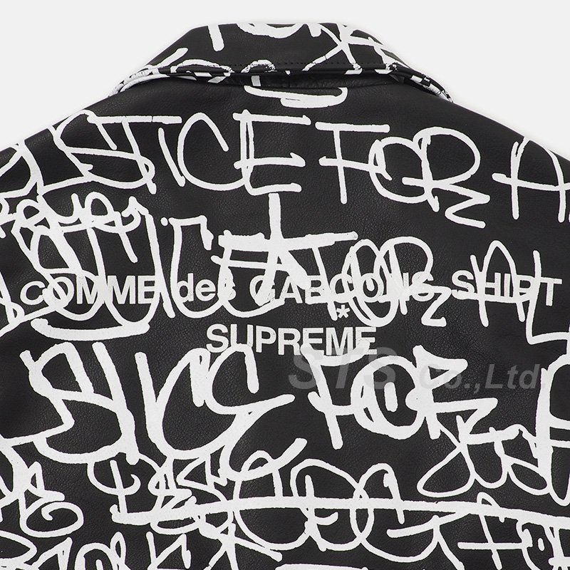Archive Factory Supreme × Comme des Garcons × Schott 18Aw Comme des Garcons Shirt Schott Painted Perfecto Leather Jacket Collaboration Leather Riders Jacket J46F8