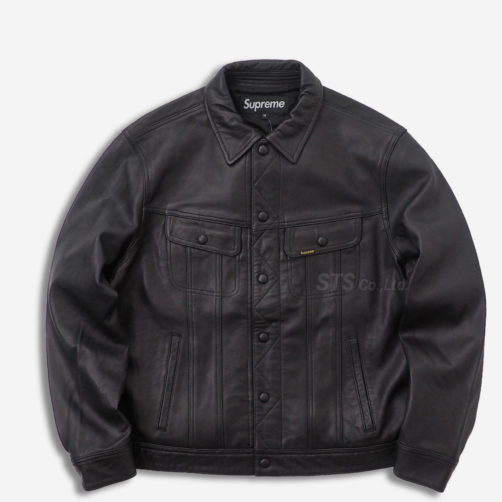 supreme  leather trucker jacket
