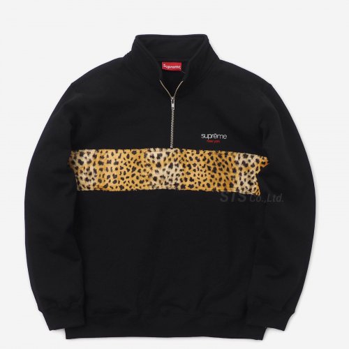Supreme - Leopard Panel Half Zip Sweatshirt