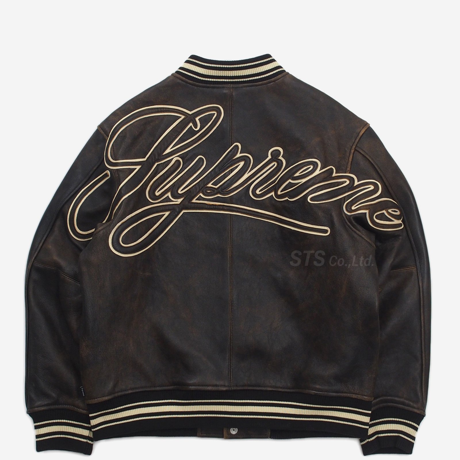 Supreme - Worn Leather Varsity Jacket - ParkSIDER