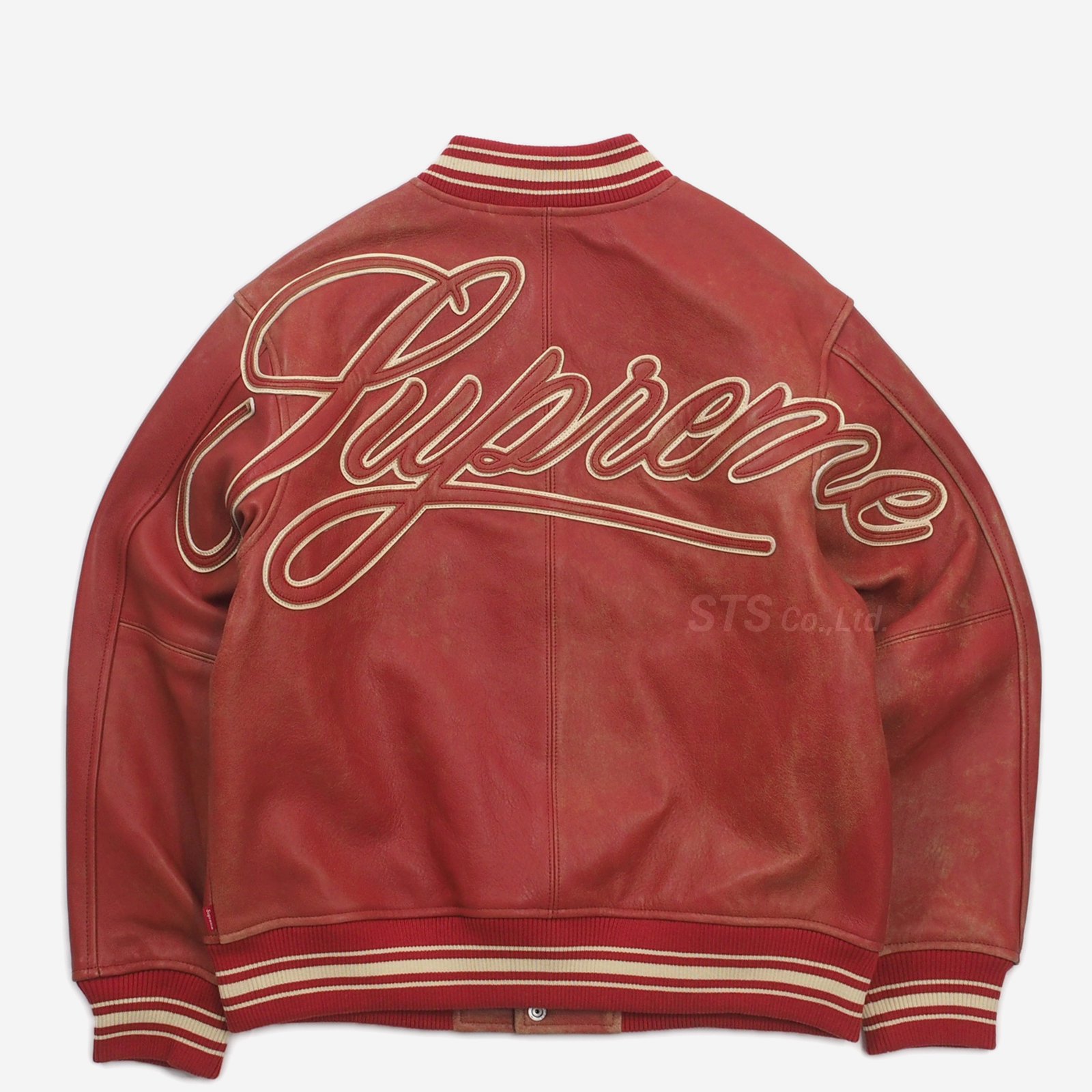 Supreme - Worn Leather Varsity Jacket - ParkSIDER