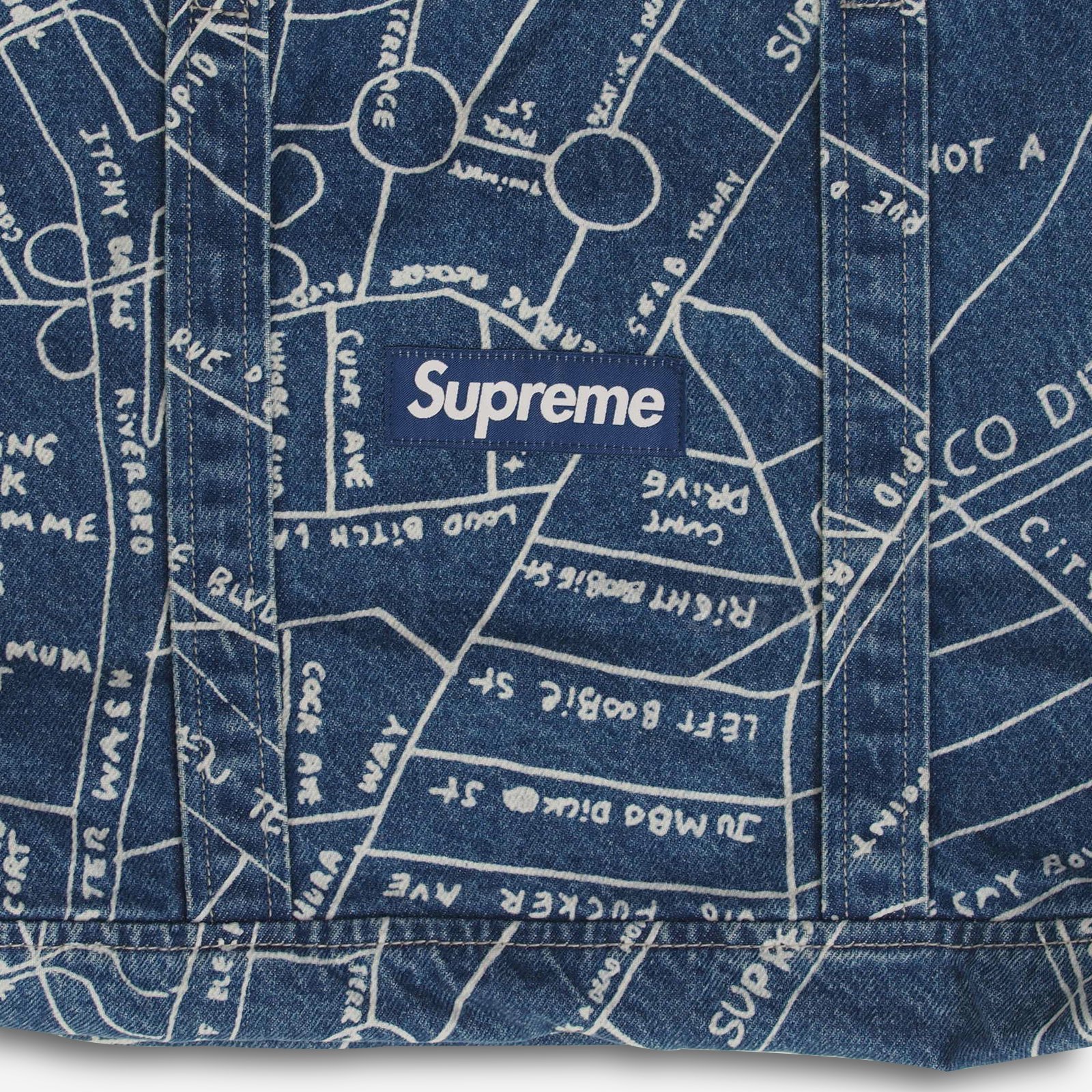 Supreme Gonz Map Denim Tote Bag - Blue for Women