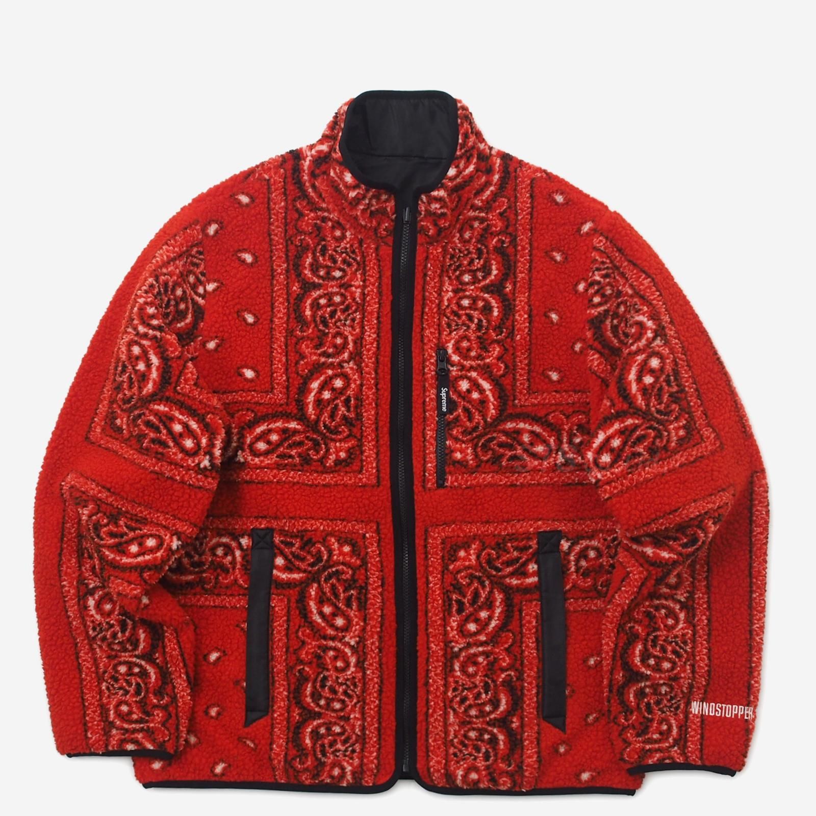 Reversible Bandana Fleece Jacket Red ① | hartwellspremium.com