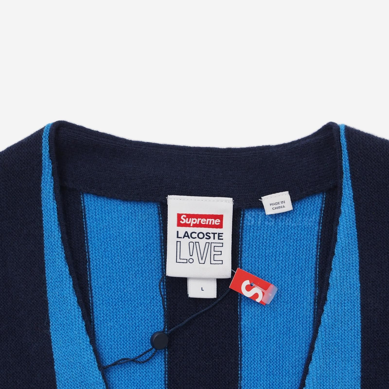 Supreme x LACOSTE Stripe Cardigan XLトップス - カーディガン